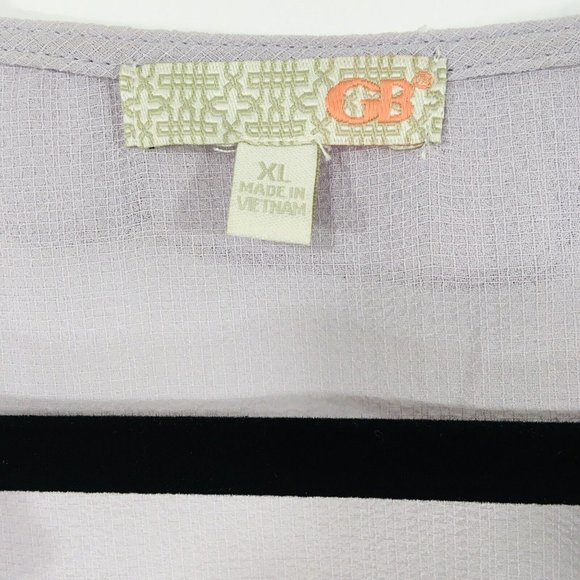 Gianni Bini GB Sz XL Top Blouse Ruffle Front Flutter Sleeve Double Bow Cut Outs - Picture 5 of 9